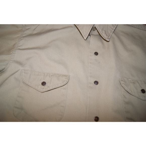 Vintage Oshkosh Best-Prest Tan Mens XL Long Sleeve Snap Button Work Shirt Stains - Picture 11 of 16